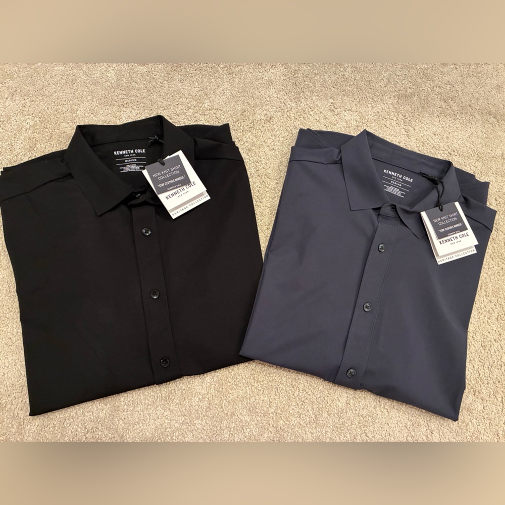 Kenneth Cole New York Men's Button up Heritage Knit Shirt Collection Bundle